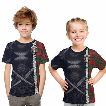 MacCulloch (McCulloch) Tartan Kid T-Shirt with Family Crest Cross Sword Thistle Celtic Vibes