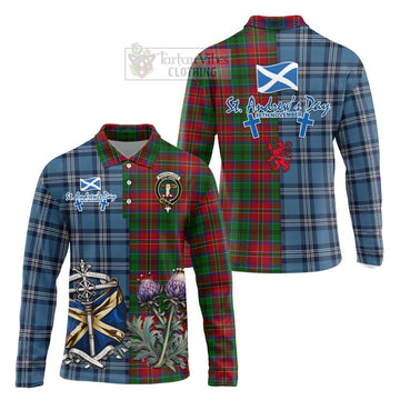 MacCulloch (McCulloch) Tartan Long Sleeve Polo Shirt Happy St. Andrew's Day Half Tartan Style