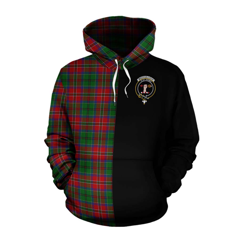 Tartan Vibes Clothing MacCulloch (McCulloch) Tartan Cotton Hoodie with Family Crest and Half Of Me Style