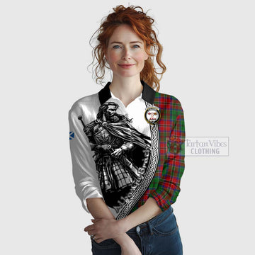 MacCulloch (McCulloch) Tartan Clan Crest Women's Casual Shirt with Highlander Warrior Celtic Style