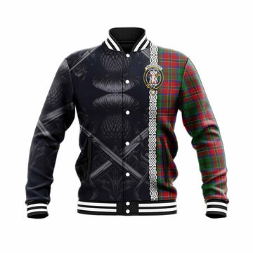 MacCulloch (McCulloch) Tartan Baseball Jacket with Family Crest Cross Sword Thistle Celtic Vibes