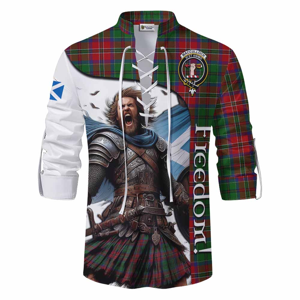 Tartan Vibes Clothing MacCulloch (McCulloch) Crest Tartan Ghillie Kilt Shirt Inspired by the Freedom of Scottish Warrior