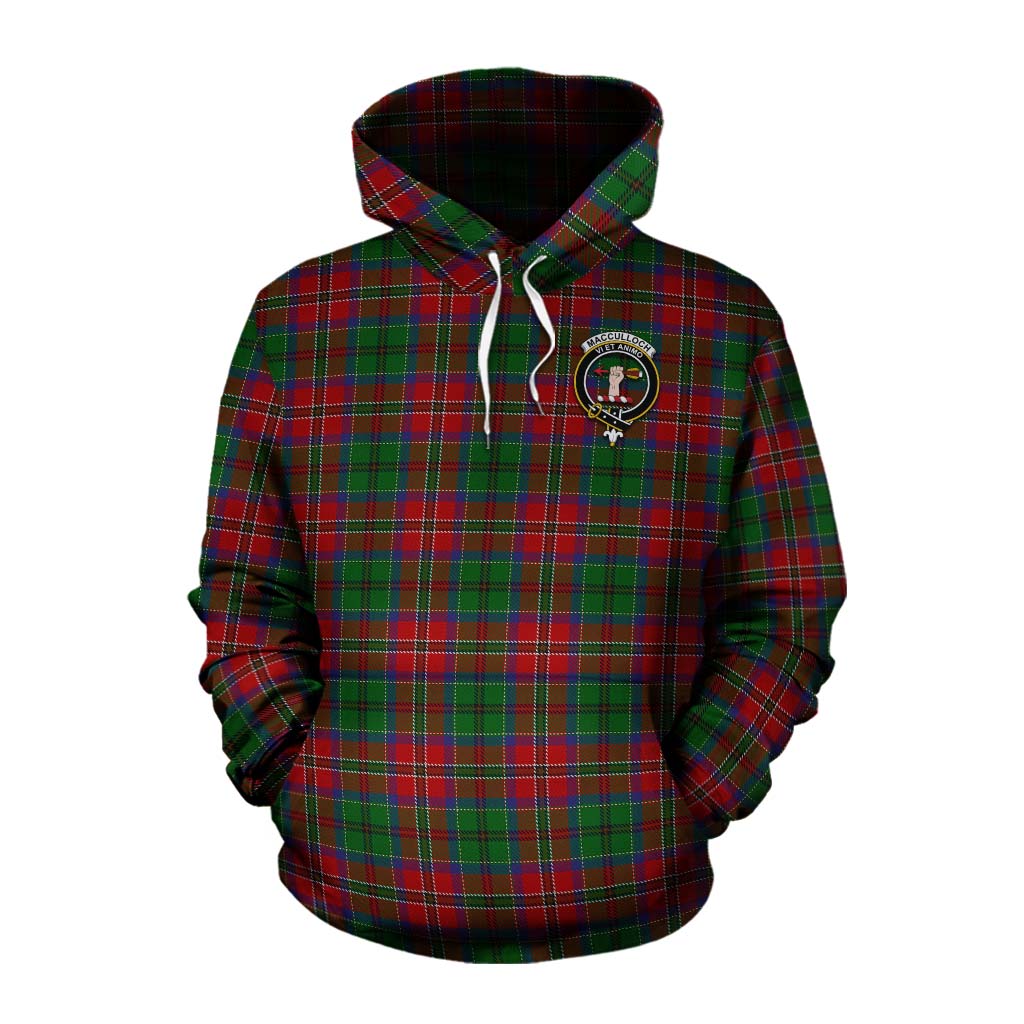 Tartan Vibes Clothing MacCulloch (McCulloch) Tartan Cotton Hoodie with Family Crest Celtic Skull Style