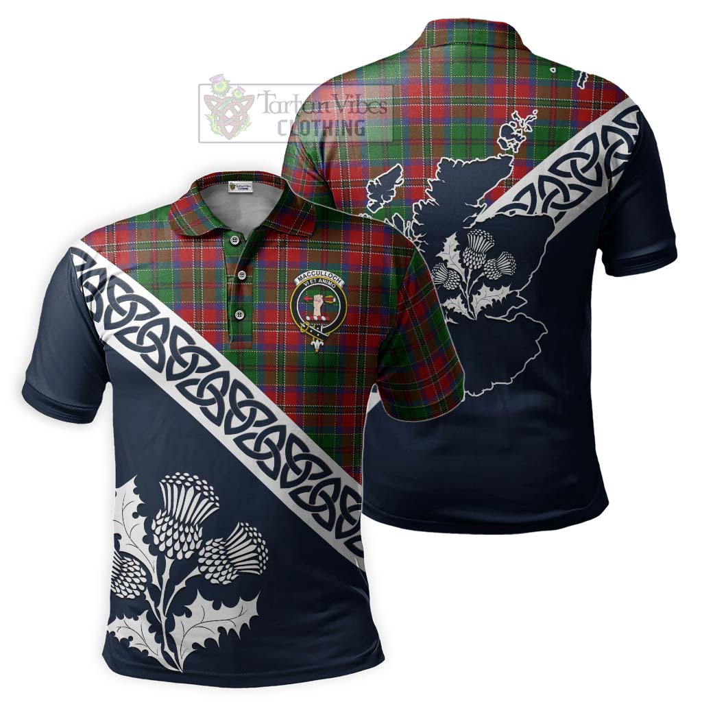 Tartan Vibes Clothing MacCulloch (McCulloch) Tartan Polo Shirt Featuring Thistle and Scotland Map