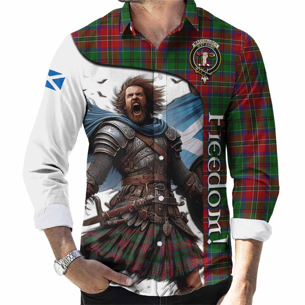 Tartan Vibes Clothing MacCulloch (McCulloch) Crest Tartan Long Sleeve Button Shirt Inspired by the Freedom of Scottish Warrior