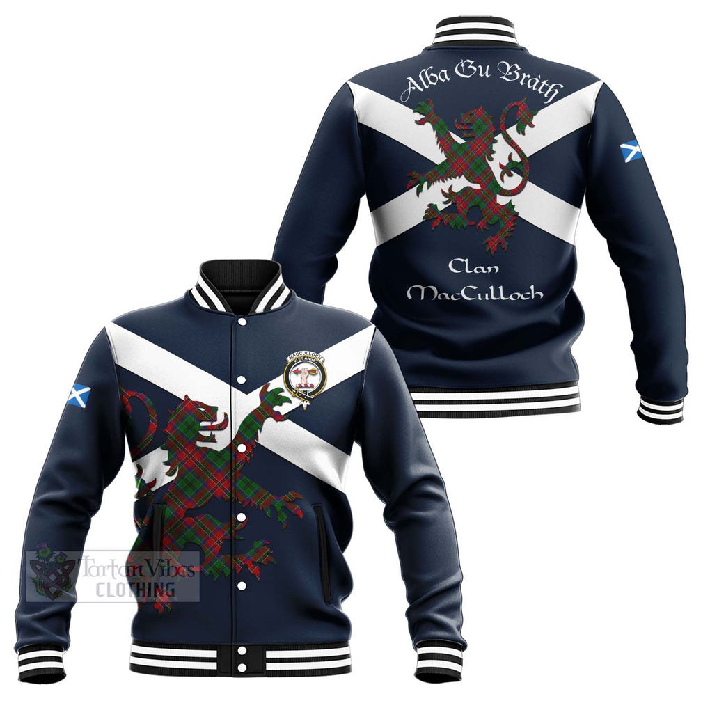 Tartan Vibes Clothing MacCulloch (McCulloch) Tartan Lion Rampant Baseball Jacket – Proudly Display Your Heritage with Alba Gu Brath and Clan Name