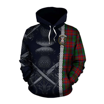 MacCulloch (McCulloch) Tartan Cotton Hoodie with Family Crest Cross Sword Thistle Celtic Vibes