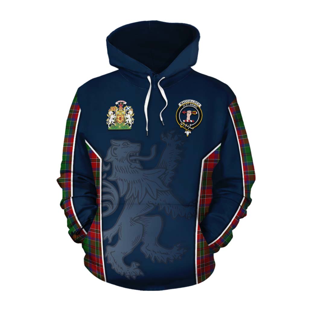 Tartan Vibes Clothing MacCulloch (McCulloch) Tartan Cotton Hoodie with Family Crest and Lion Rampant Vibes Sport Style