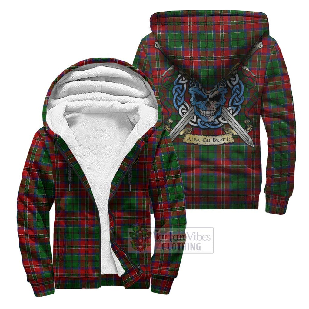 Tartan Vibes Clothing MacCulloch (McCulloch) Tartan Sherpa Hoodie with Family Crest Celtic Skull Style