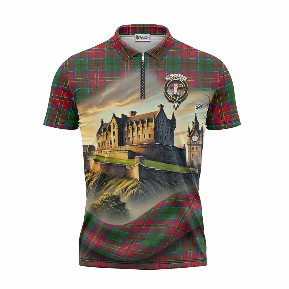MacCulloch (McCulloch) Tartan Family Crest Zipper Polo Shirt with Scottish Ancient Castle Style Unisex - Tartan Vibes Clothing