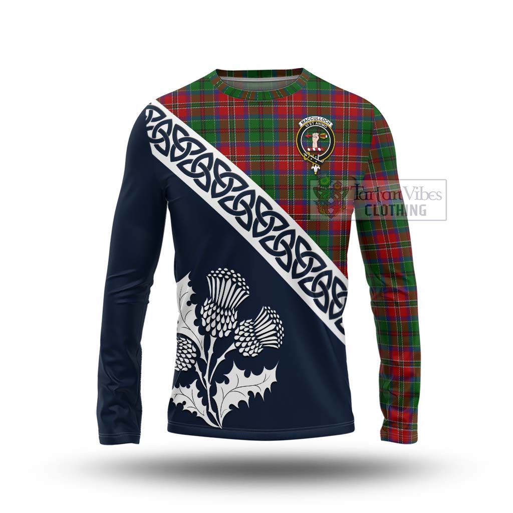 Tartan Vibes Clothing MacCulloch (McCulloch) Tartan Long Sleeve T-Shirt Featuring Thistle and Scotland Map