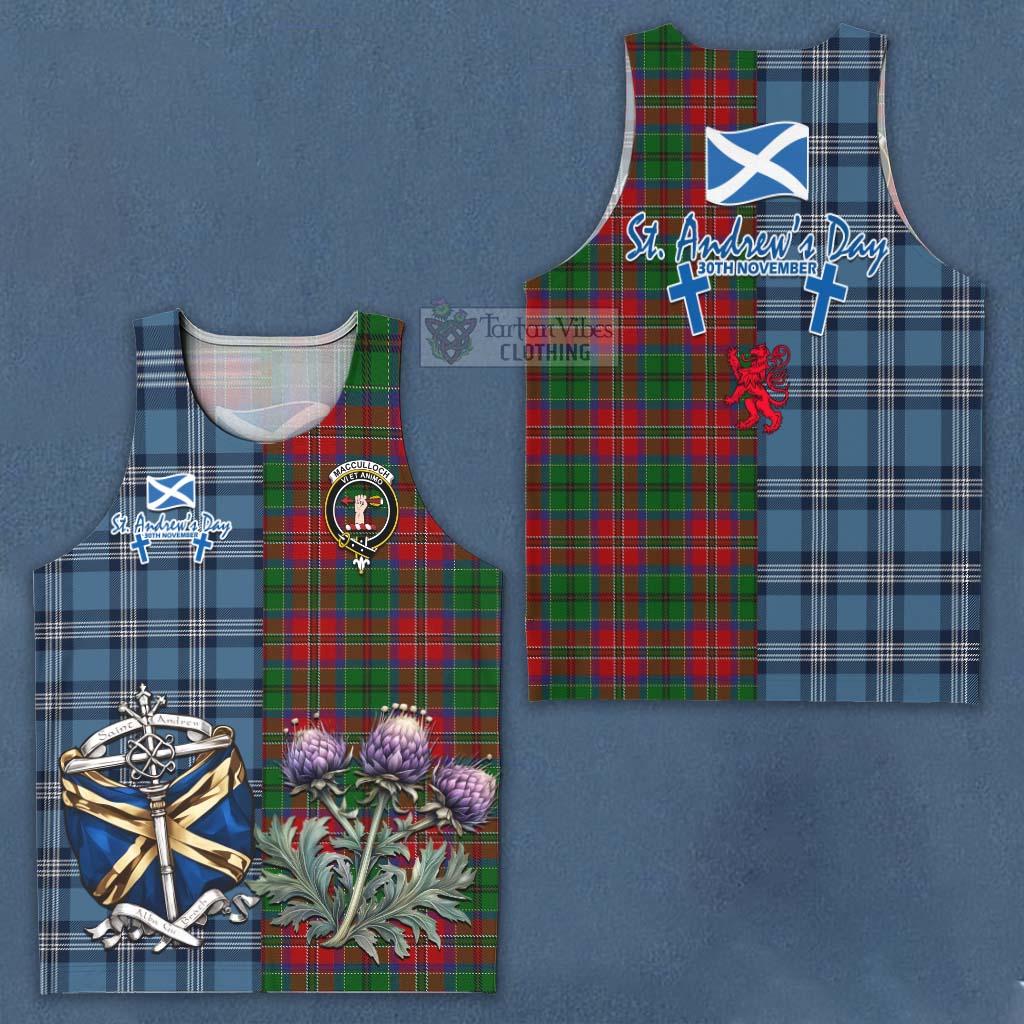 Tartan Vibes Clothing MacCulloch (McCulloch) Tartan Men's Tank Top Happy St. Andrew's Day Half Tartan Style