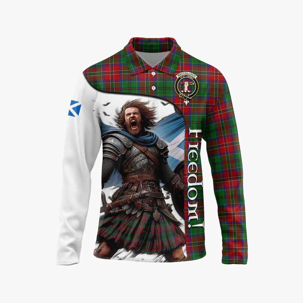 Tartan Vibes Clothing MacCulloch (McCulloch) Crest Tartan Long Sleeve Polo Shirt Inspired by the Freedom of Scottish Warrior