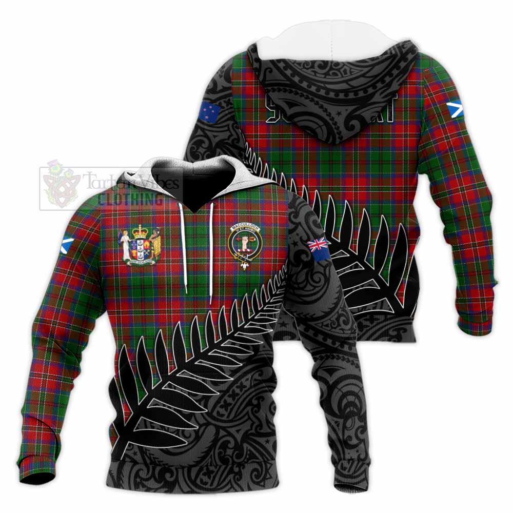 Tartan Vibes Clothing MacCulloch (McCulloch) Crest Tartan Knitted Hoodie with New Zealand Silver Fern Half Style