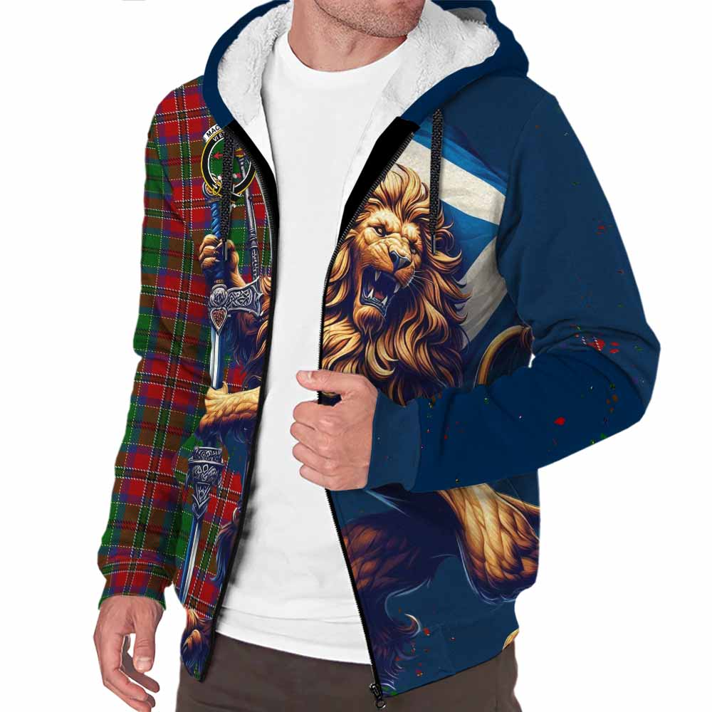 Tartan Vibes Clothing MacCulloch (McCulloch) Tartan Family Crest Sherpa Hoodie with Scottish Majestic Lion