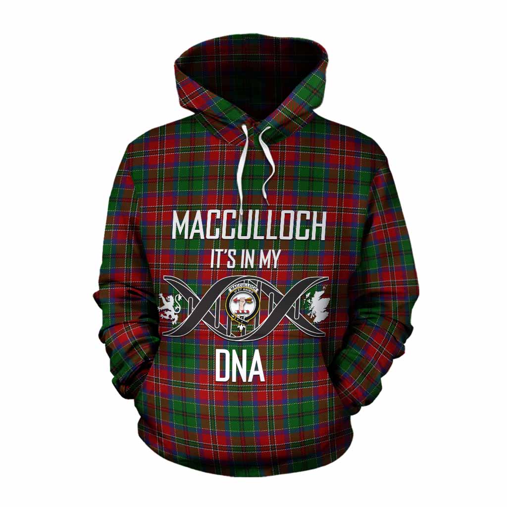 Tartan Vibes Clothing MacCulloch (McCulloch) Tartan Cotton Hoodie with Family Crest DNA In Me Style