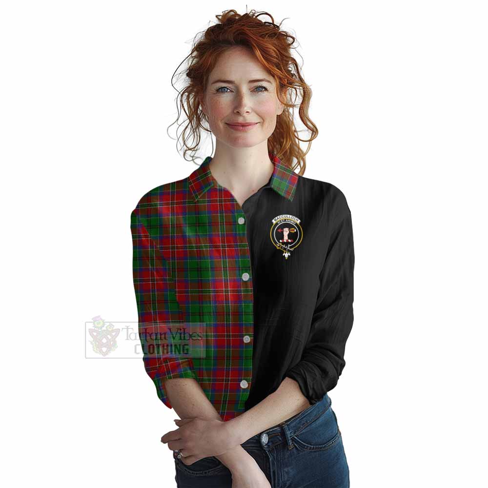 Tartan Vibes Clothing MacCulloch (McCulloch) Tartan Women's Casual Shirt with Family Crest and Half Of Me Style