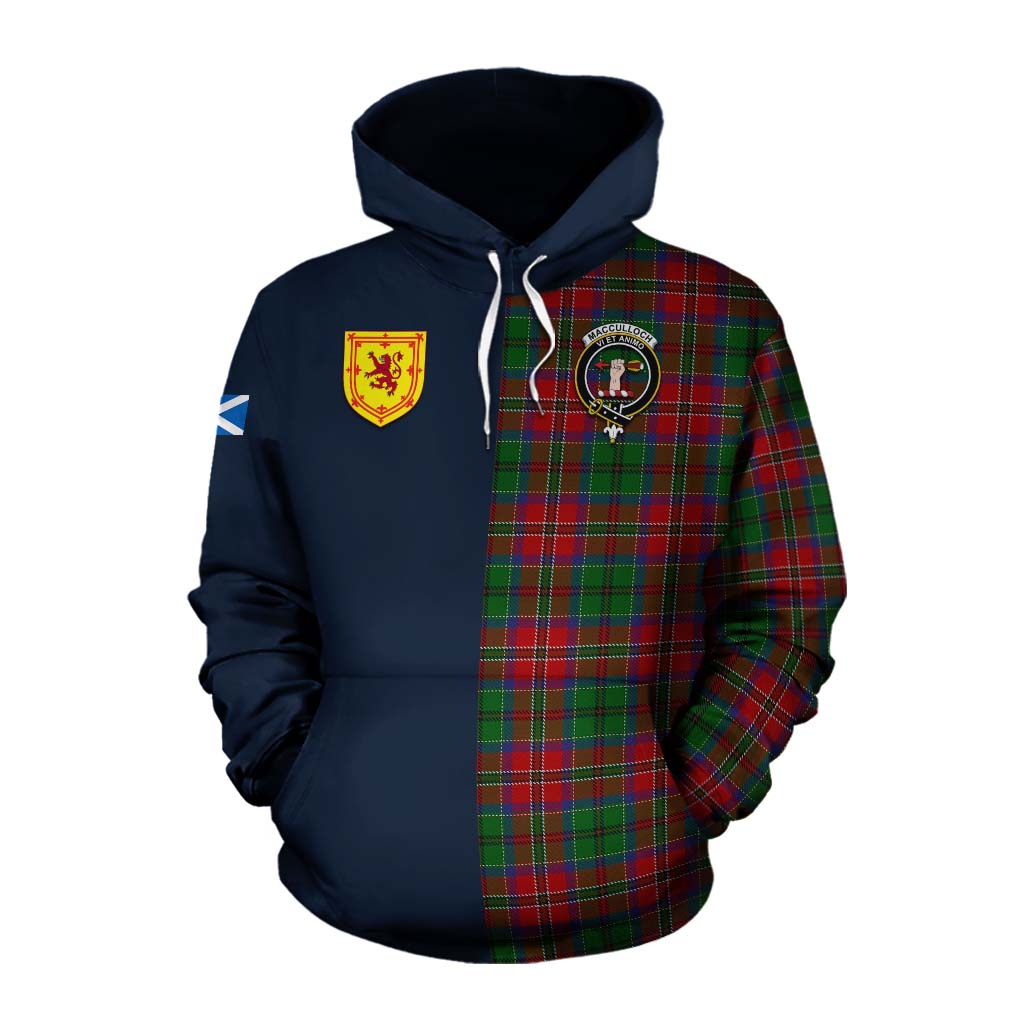 Tartan Vibes Clothing MacCulloch (McCulloch) Tartan Cotton Hoodie Alba with Scottish Lion Royal Arm Half Style