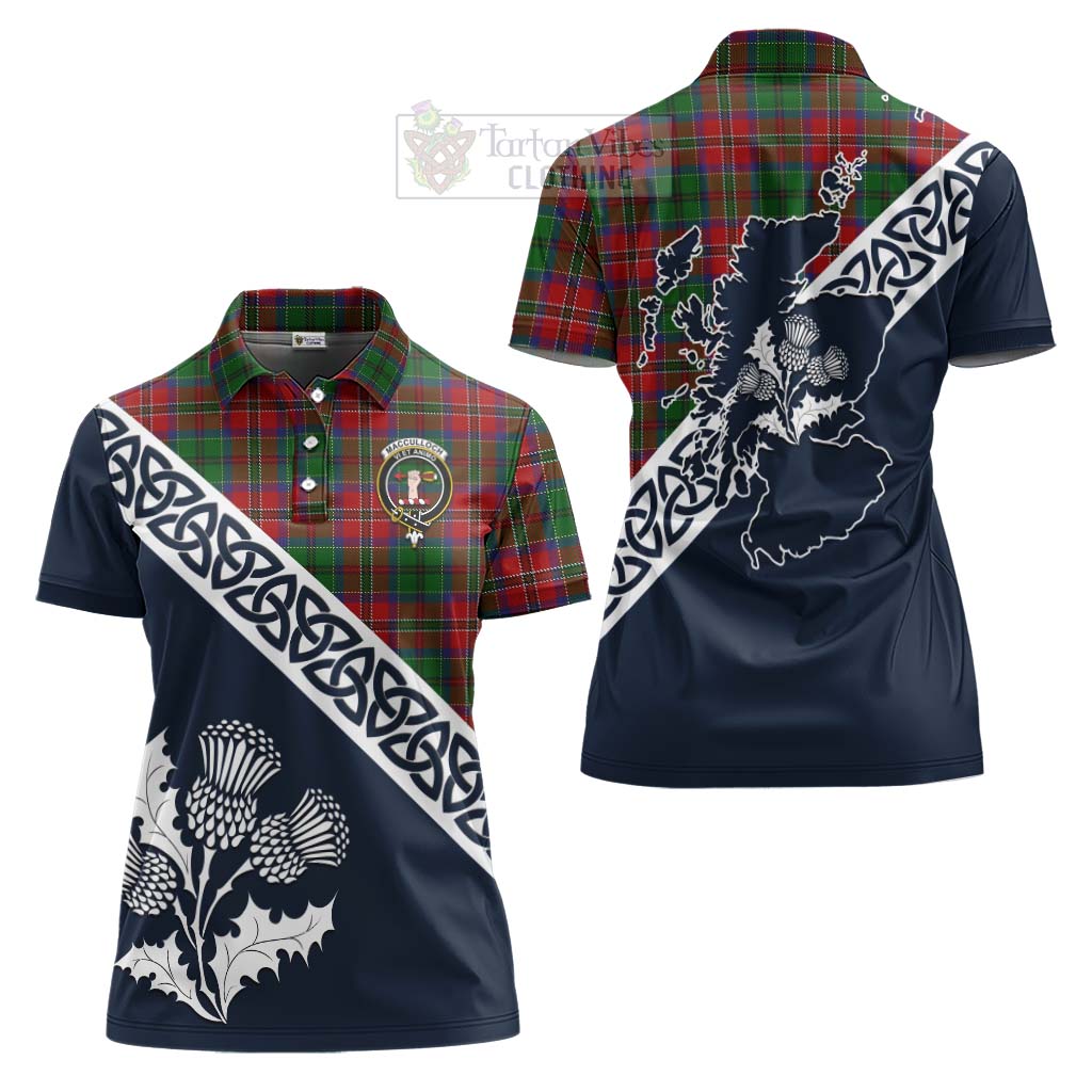 Tartan Vibes Clothing MacCulloch (McCulloch) Tartan Women's Polo Shirt Featuring Thistle and Scotland Map