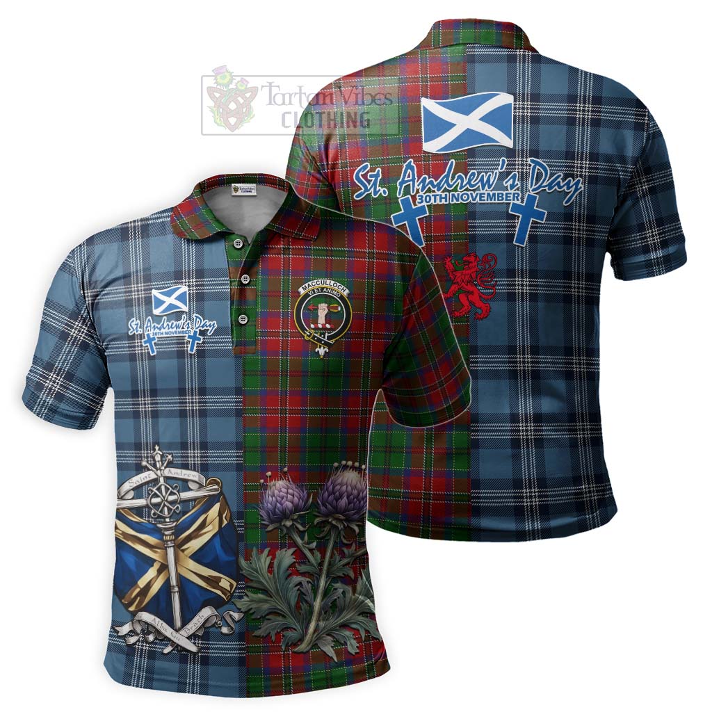 Tartan Vibes Clothing MacCulloch (McCulloch) Tartan Polo Shirt Happy St. Andrew's Day Half Tartan Style