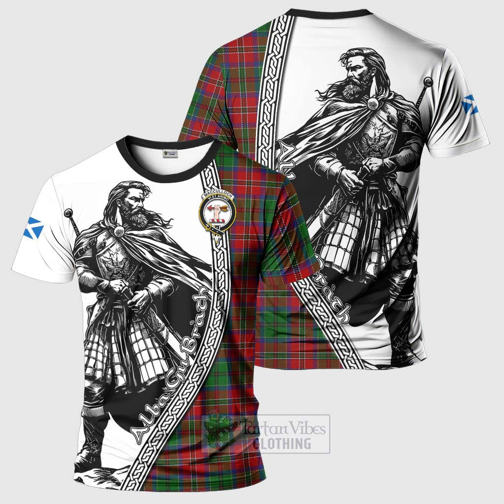 Tartan Vibes Clothing MacCulloch (McCulloch) Tartan Clan Crest T-Shirt with Highlander Warrior Celtic Style