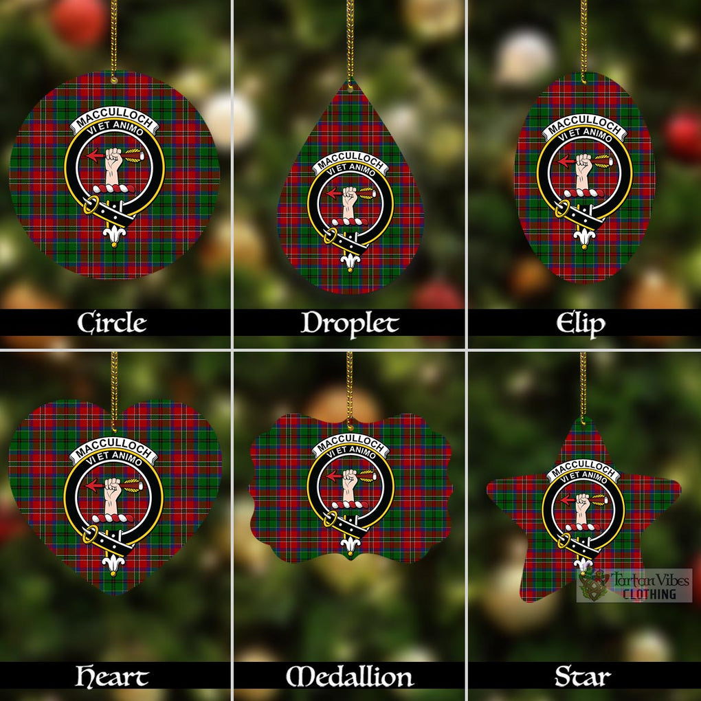 Tartan Vibes Clothing MacCulloch (McCulloch) Tartan Christmas Aluminium Ornament with Family Crest