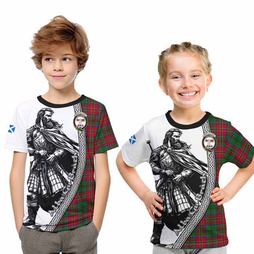 MacCulloch (McCulloch) Tartan Clan Crest Kid T-Shirt with Highlander Warrior Celtic Style