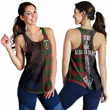 MacCulloch (McCulloch) Tartan Family Crest Women's Racerback Tanks Alba Gu Brath Be Brave Lion Ancient Style