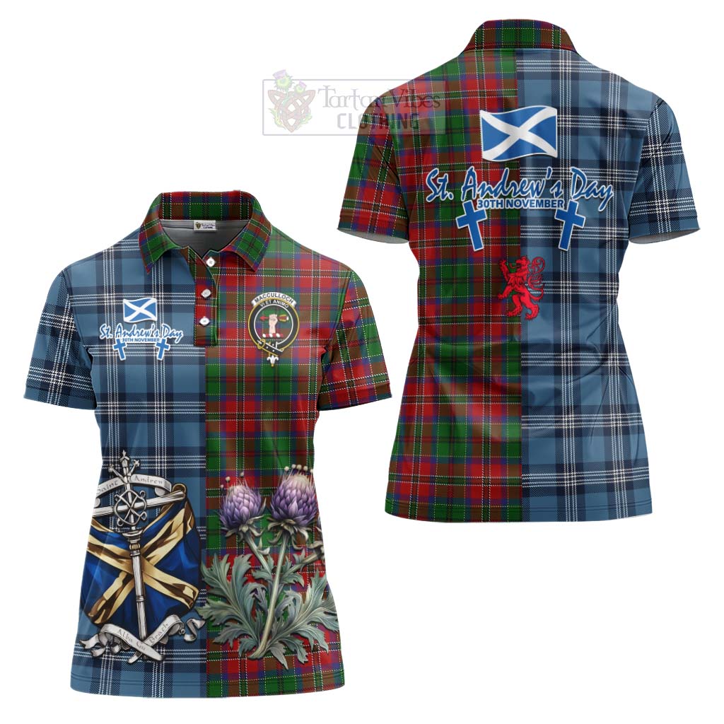 Tartan Vibes Clothing MacCulloch (McCulloch) Tartan Women's Polo Shirt Happy St. Andrew's Day Half Tartan Style