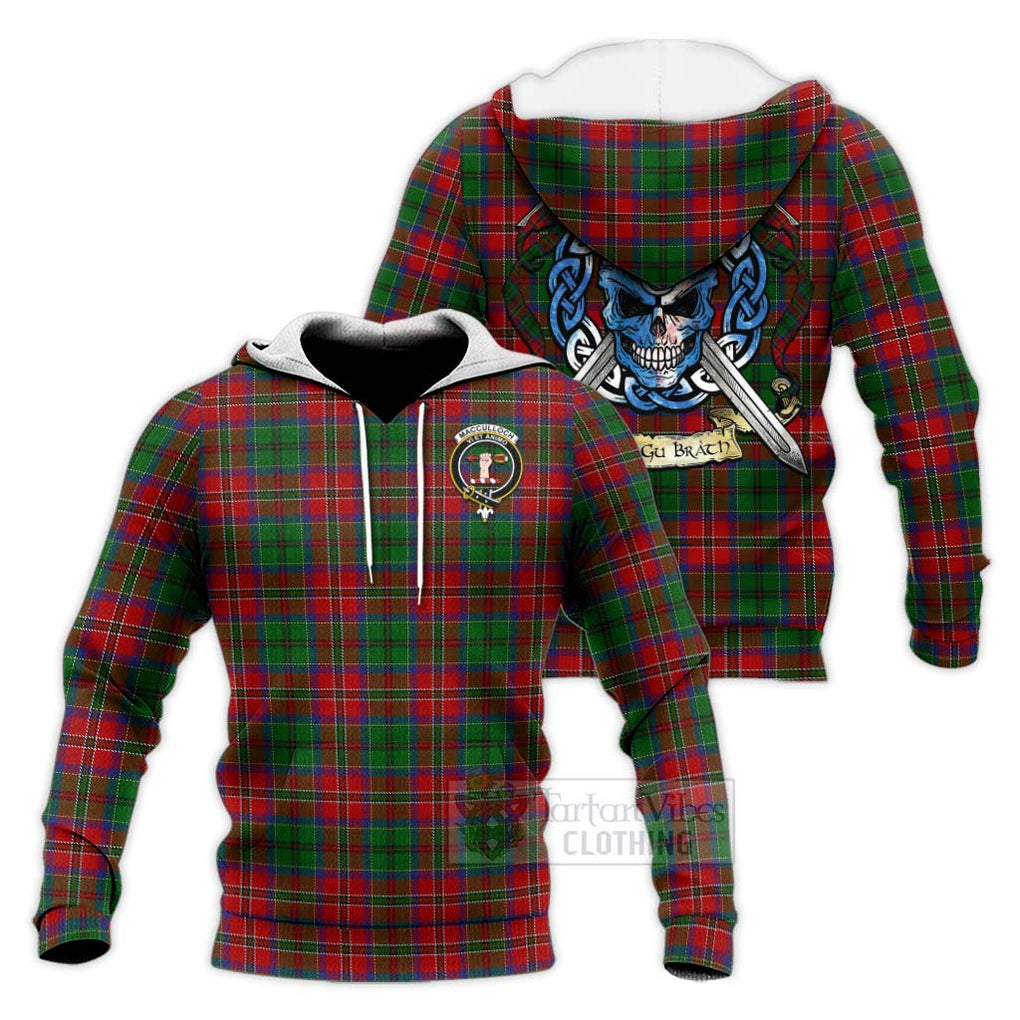 Tartan Vibes Clothing MacCulloch (McCulloch) Tartan Knitted Hoodie with Family Crest Celtic Skull Style