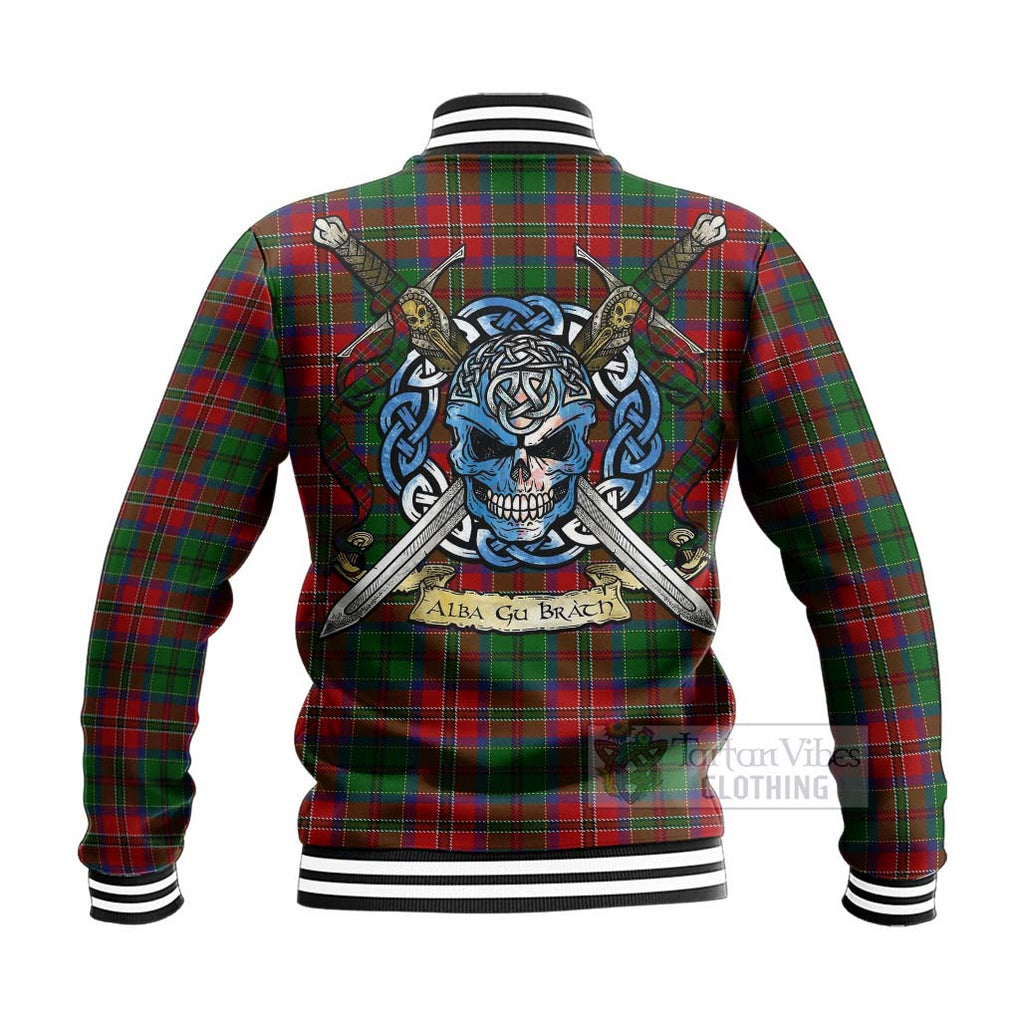 Tartan Vibes Clothing MacCulloch (McCulloch) Tartan Baseball Jacket with Family Crest Celtic Skull Style