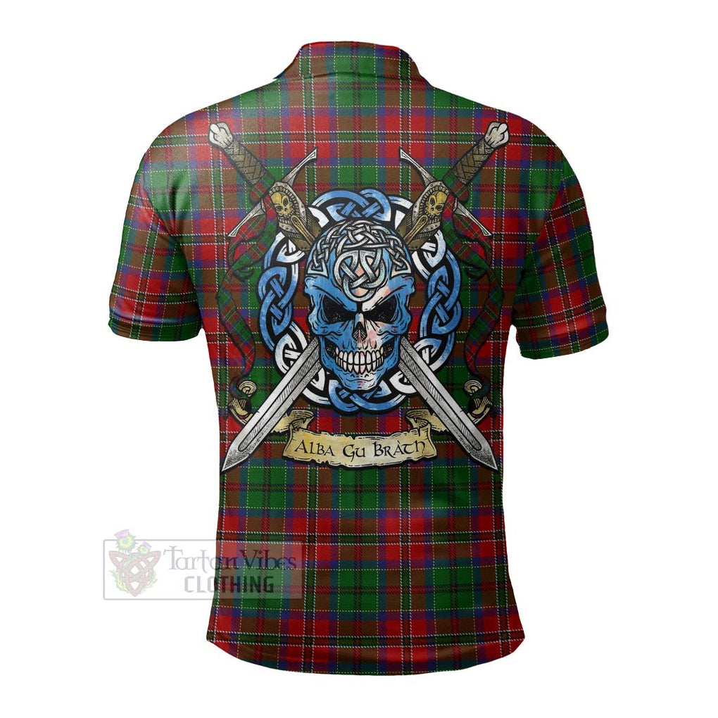 Tartan Vibes Clothing MacCulloch (McCulloch) Tartan Polo Shirt with Family Crest Celtic Skull Style