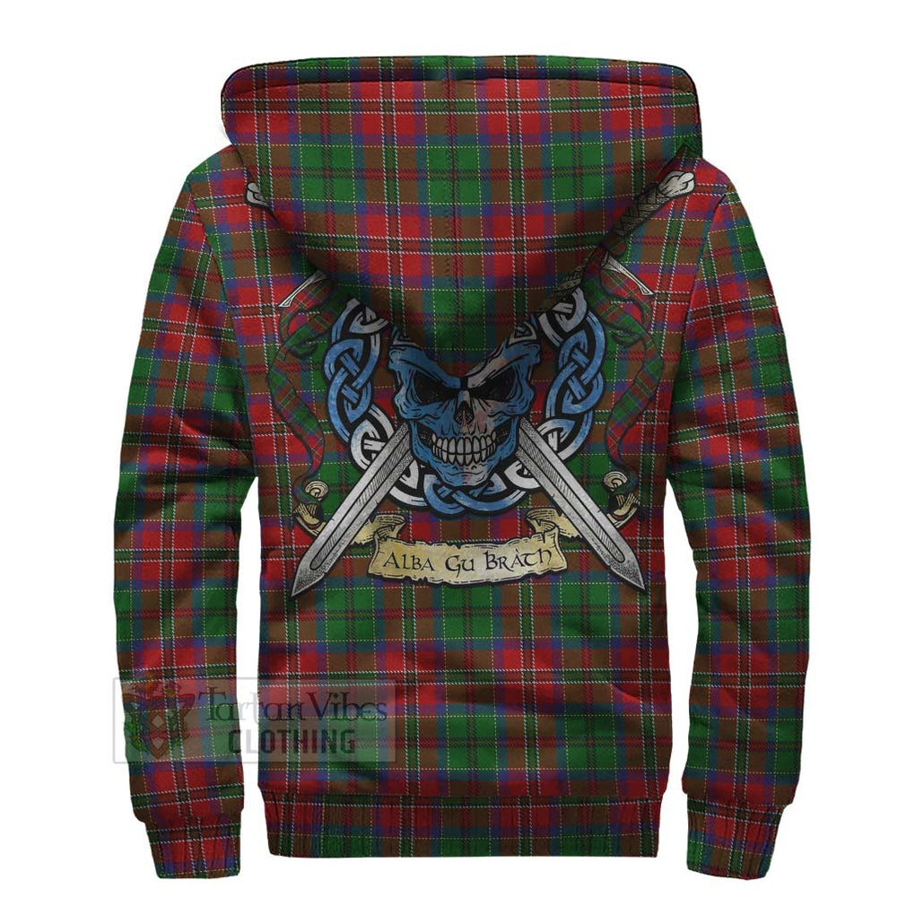 Tartan Vibes Clothing MacCulloch (McCulloch) Tartan Sherpa Hoodie with Family Crest Celtic Skull Style