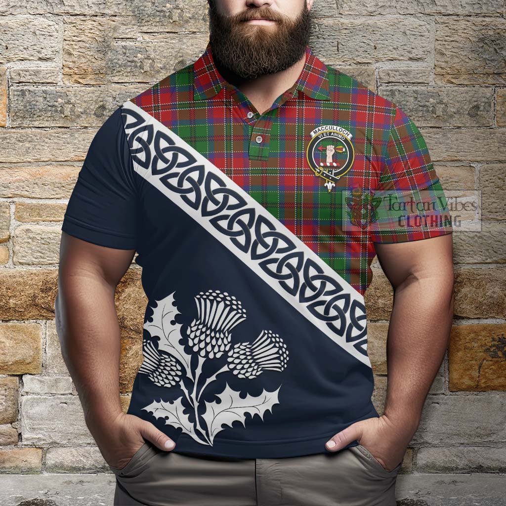 Tartan Vibes Clothing MacCulloch (McCulloch) Tartan Polo Shirt Featuring Thistle and Scotland Map