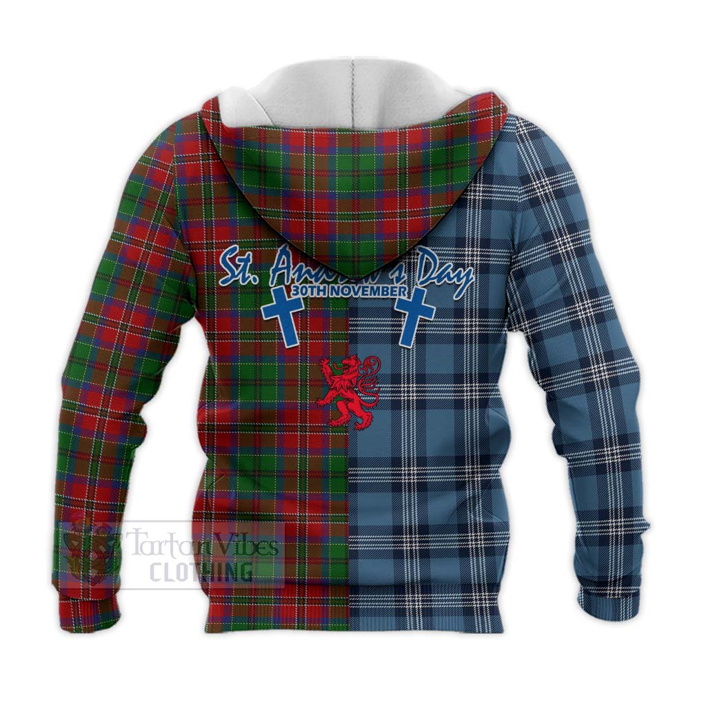 Tartan Vibes Clothing MacCulloch (McCulloch) Tartan Knitted Hoodie Happy St. Andrew's Day Half Tartan Style