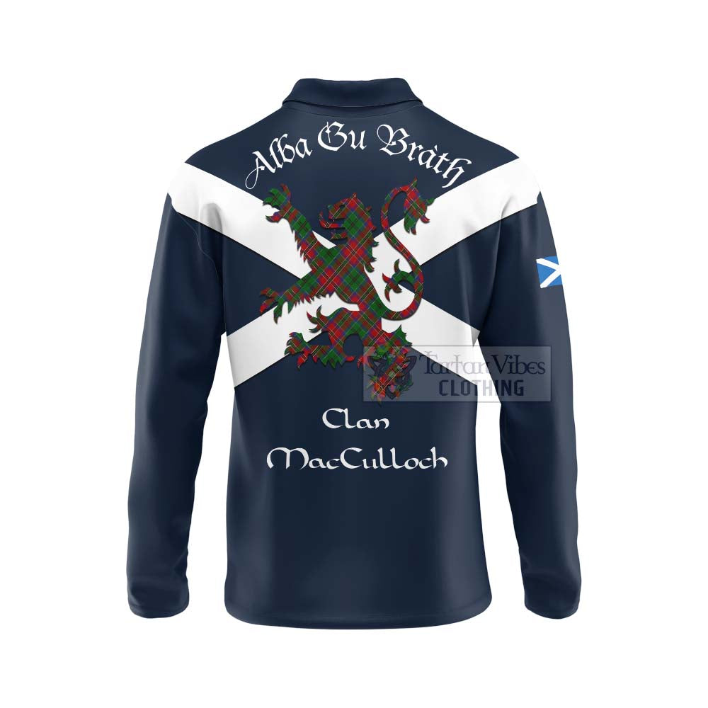 Tartan Vibes Clothing MacCulloch (McCulloch) Tartan Lion Rampant Long Sleeve Polo Shirt – Proudly Display Your Heritage with Alba Gu Brath and Clan Name