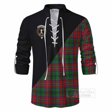 MacCulloch (McCulloch) Tartan Ghillie Kilt Shirt with Family Crest and Military Logo Style