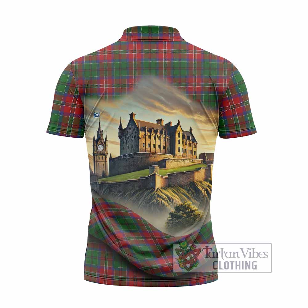 MacCulloch (McCulloch) Tartan Family Crest Zipper Polo Shirt with Scottish Ancient Castle Style - Tartan Vibes Clothing