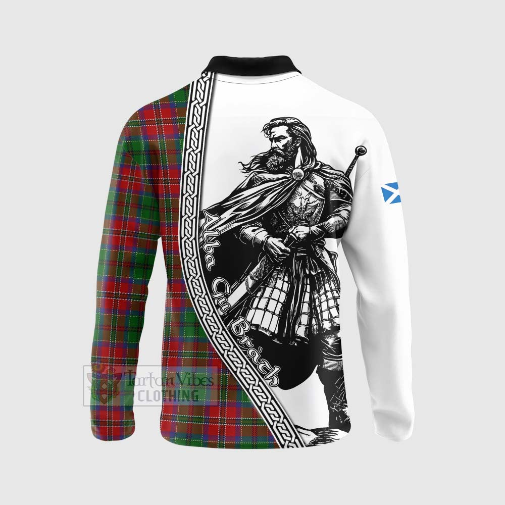 Tartan Vibes Clothing MacCulloch (McCulloch) Tartan Clan Crest Long Sleeve Polo Shirt with Highlander Warrior Celtic Style