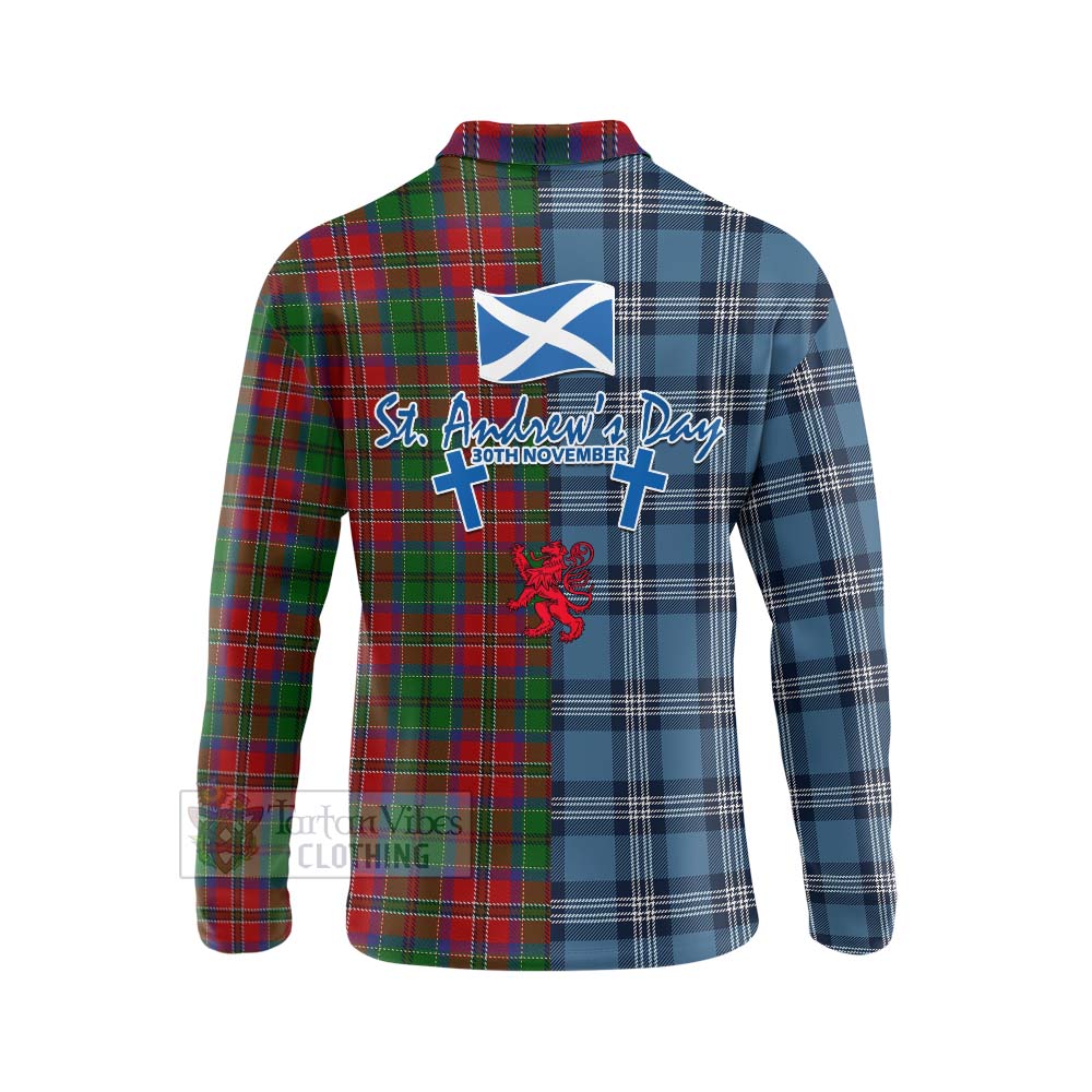 Tartan Vibes Clothing MacCulloch (McCulloch) Tartan Long Sleeve Polo Shirt Happy St. Andrew's Day Half Tartan Style