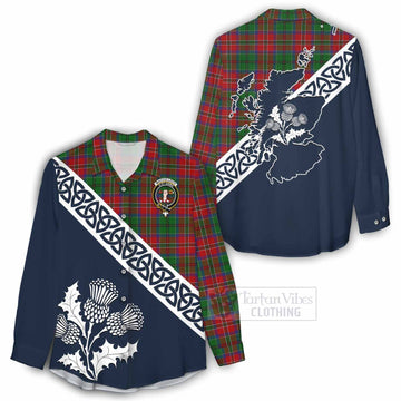 MacCulloch (McCulloch) Tartan Women's Casual Shirt Featuring Thistle and Scotland Map