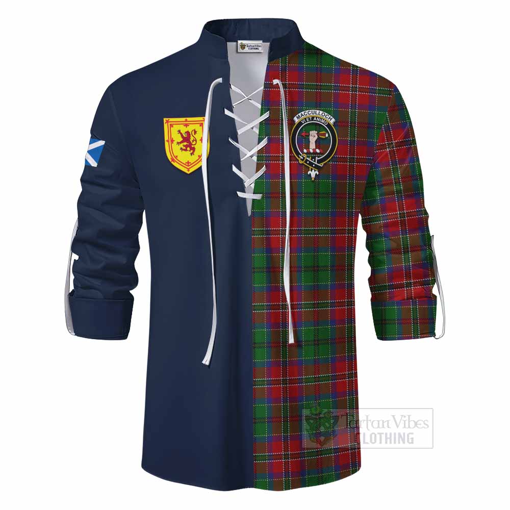 MacCulloch (McCulloch) Tartan Ghillie Kilt Shirt Alba with Scottish Lion Royal Arm Half Style