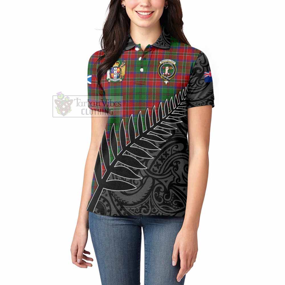 Tartan Vibes Clothing MacCulloch (McCulloch) Crest Tartan Women's Polo Shirt with New Zealand Silver Fern Half Style