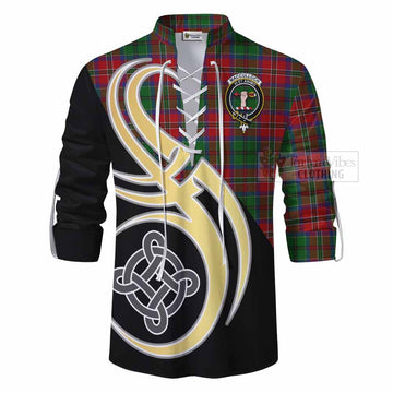 MacCulloch (McCulloch) Tartan Ghillie Kilt Shirt with Family Crest and Celtic Symbol Style