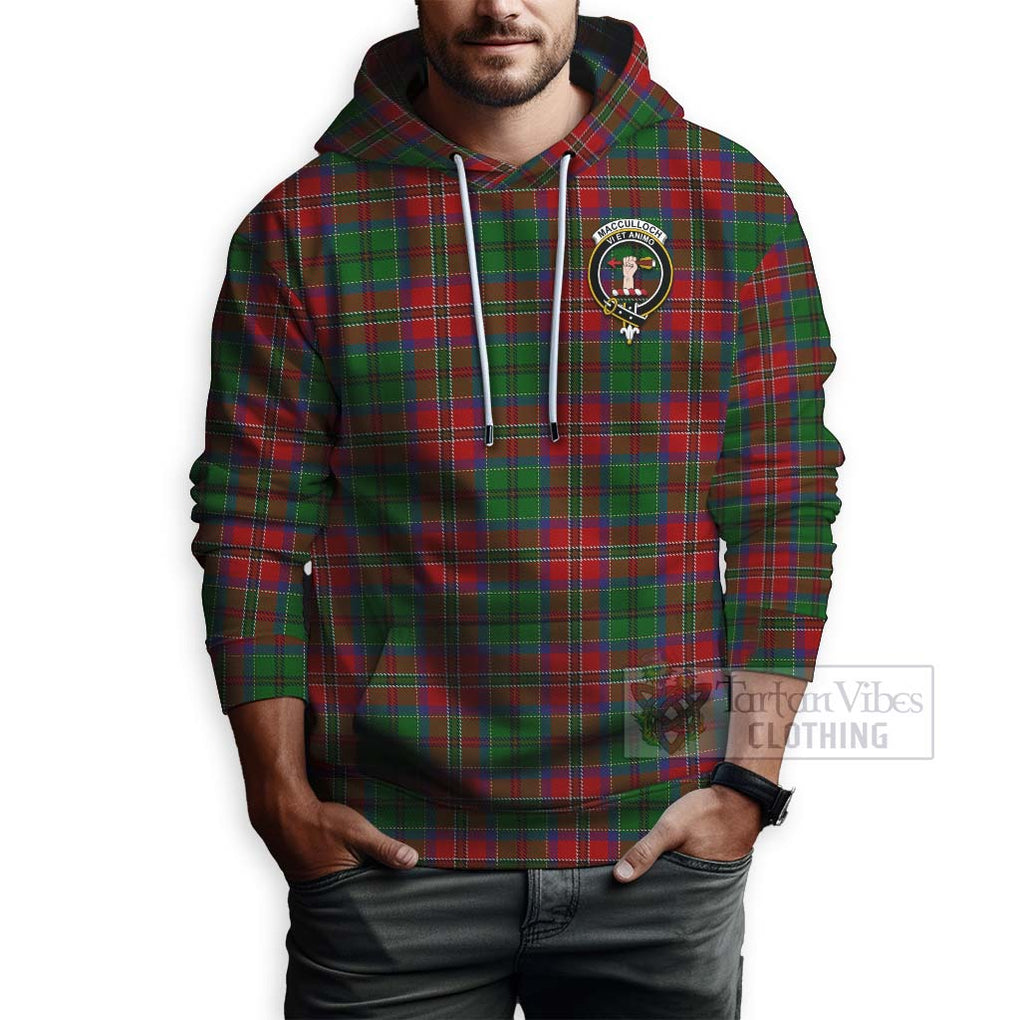 Tartan Vibes Clothing MacCulloch (McCulloch) Tartan Hoodie with Family Crest and Bearded Skull Holding Bottles of Whiskey