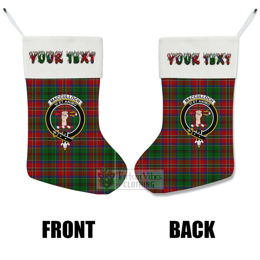 Tartan Vibes Clothing MacCulloch (McCulloch) Tartan Family Crest Christmas Stocking with Personalized Text