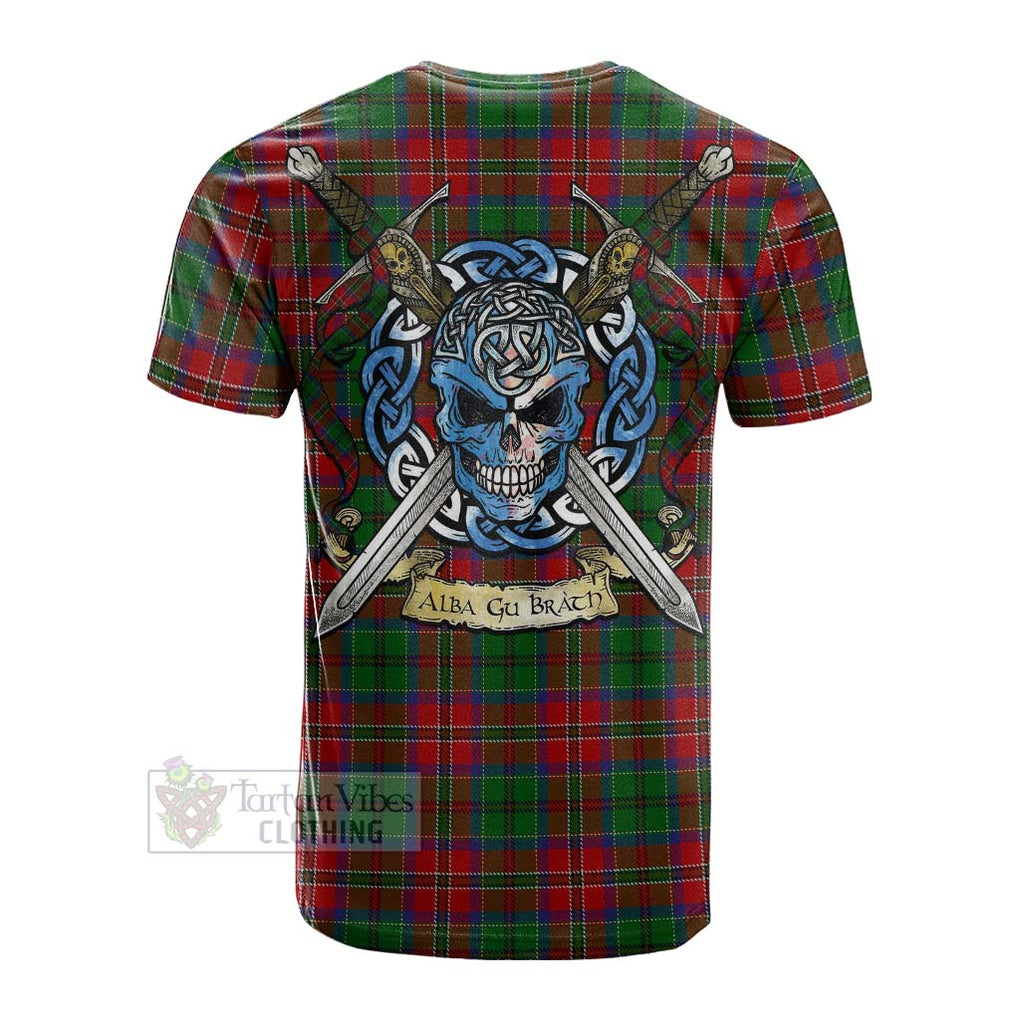 Tartan Vibes Clothing MacCulloch (McCulloch) Tartan Cotton T-shirt with Family Crest Celtic Skull Style