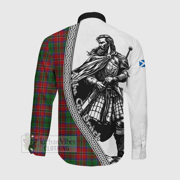 MacCulloch (McCulloch) Tartan Clan Crest Long Sleeve Button Shirt with Highlander Warrior Celtic Style