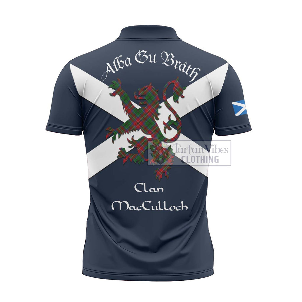 Tartan Vibes Clothing MacCulloch (McCulloch) Tartan Lion Rampant Zipper Polo Shirt – Proudly Display Your Heritage with Alba Gu Brath and Clan Name