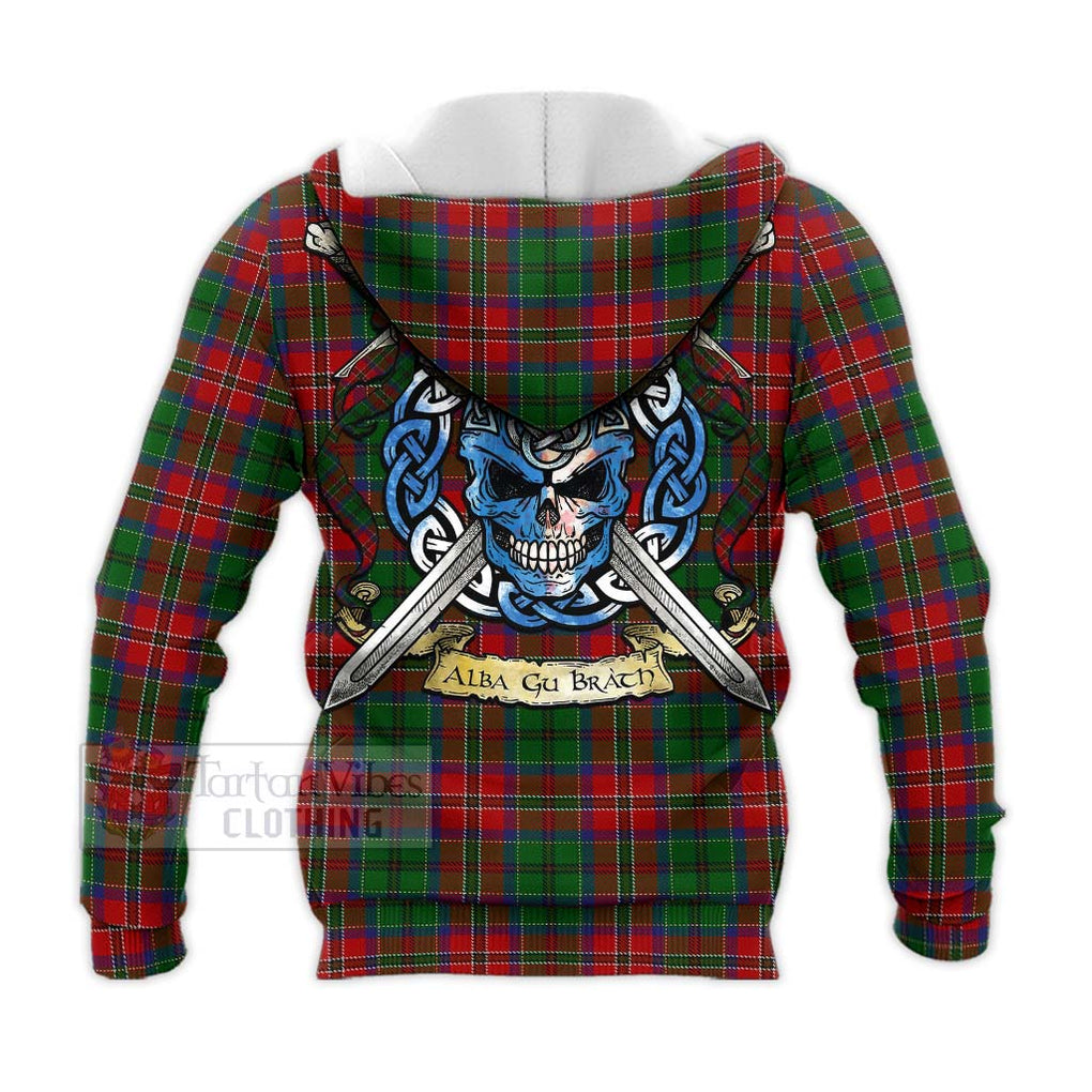 Tartan Vibes Clothing MacCulloch (McCulloch) Tartan Knitted Hoodie with Family Crest Celtic Skull Style